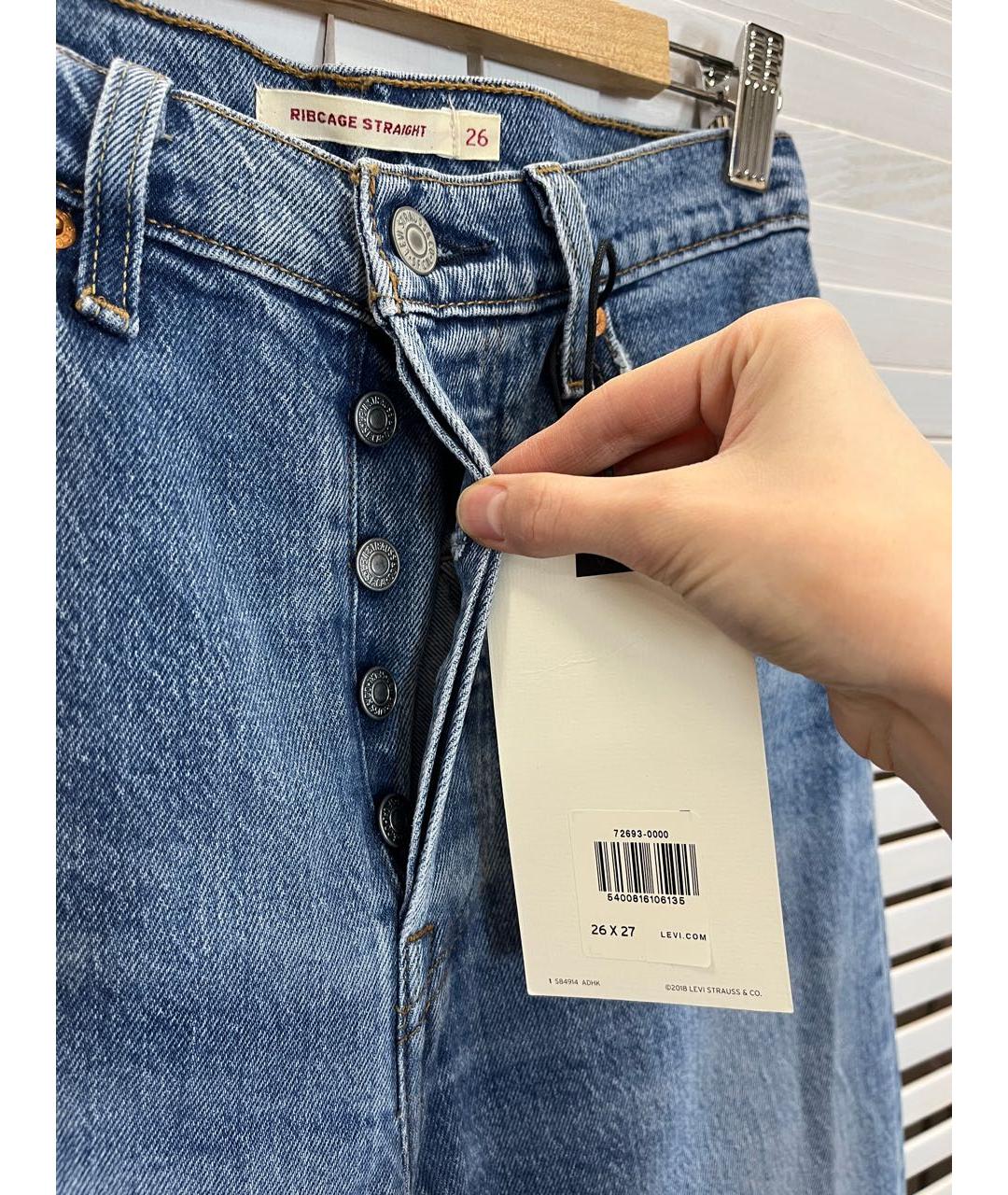 LEVI'S Синие хлопко-эластановые прямые джинсы, фото 8