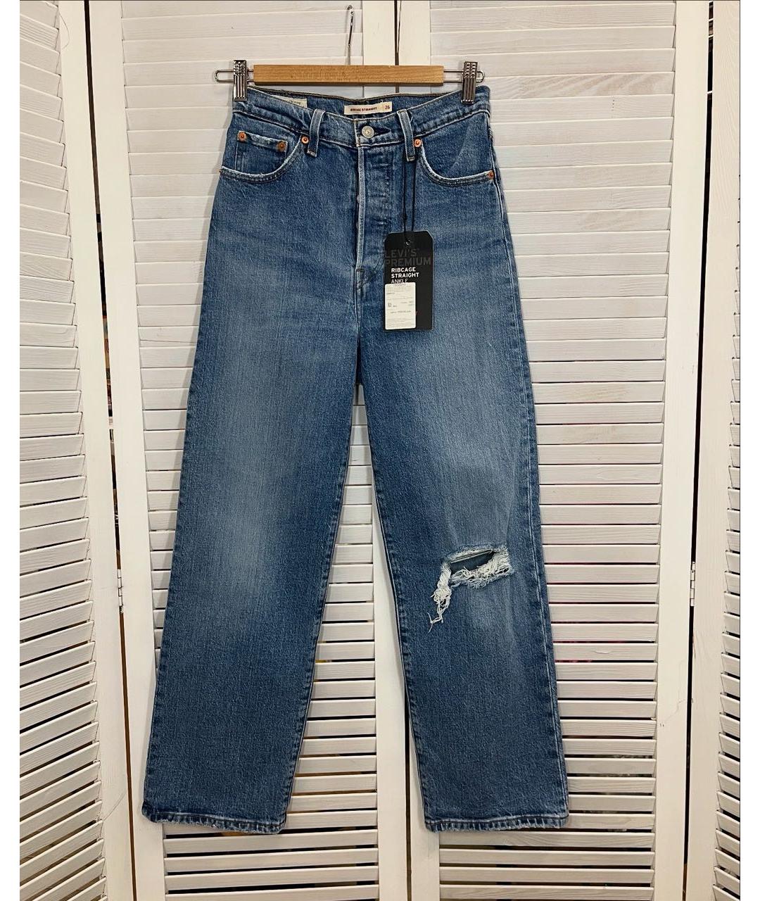 LEVI'S Синие хлопко-эластановые прямые джинсы, фото 9