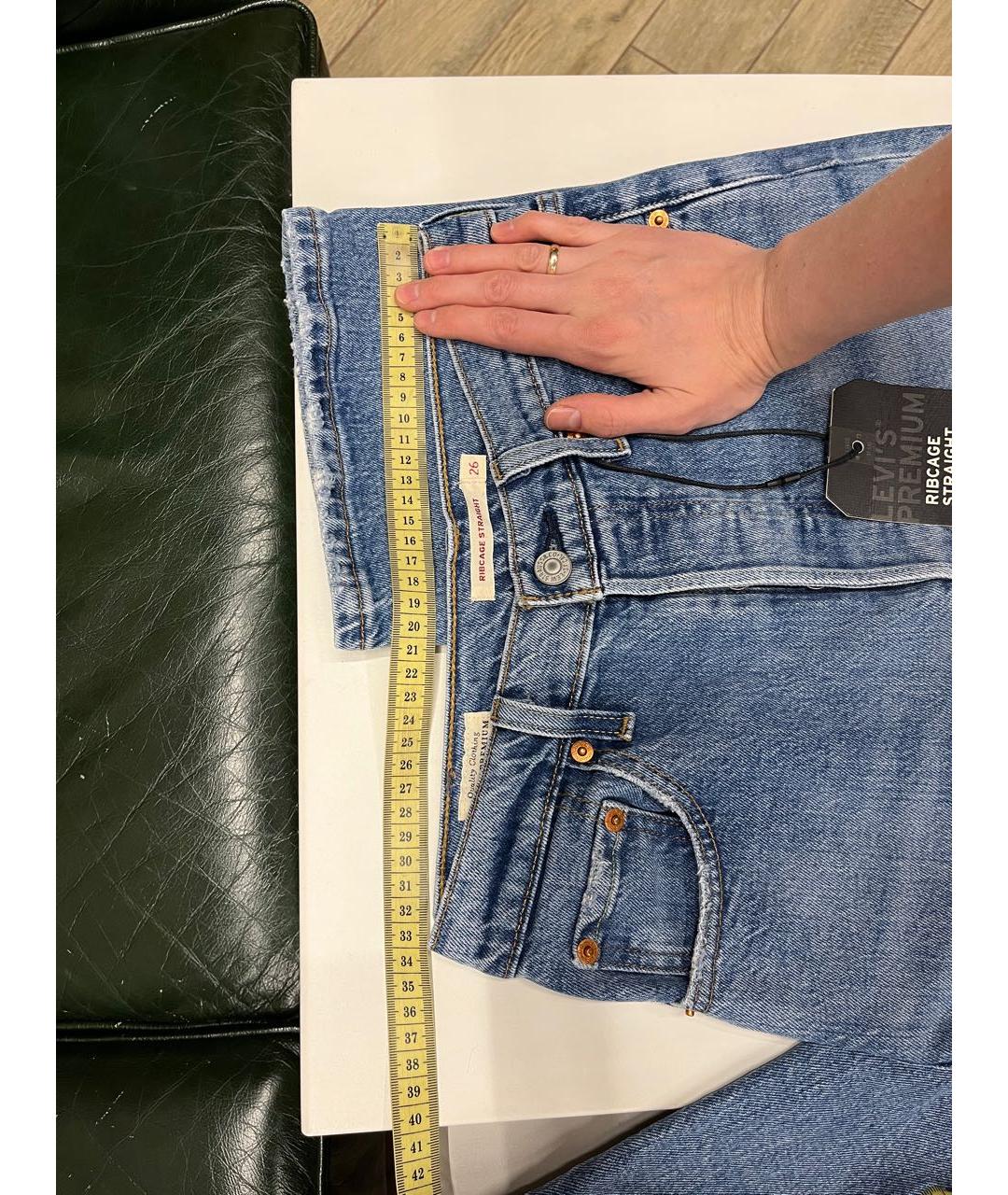 LEVI'S Синие хлопко-эластановые прямые джинсы, фото 4