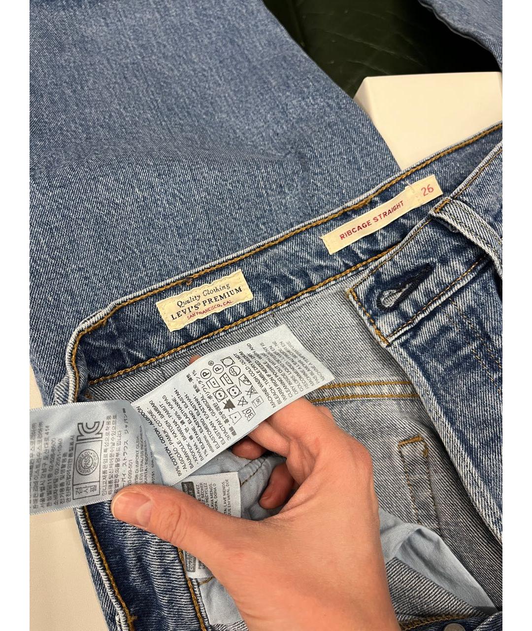 LEVI'S Синие хлопко-эластановые прямые джинсы, фото 6