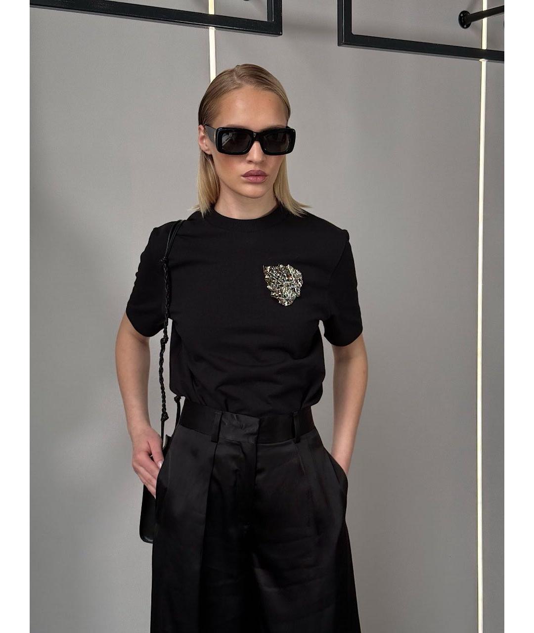 JIL SANDER Черная хлопковая футболка, фото 2