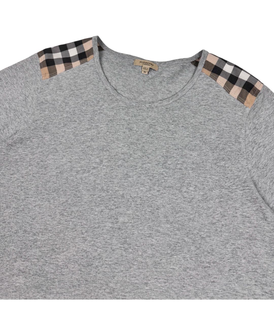 BURBERRY Серая хлопковая футболка, фото 3