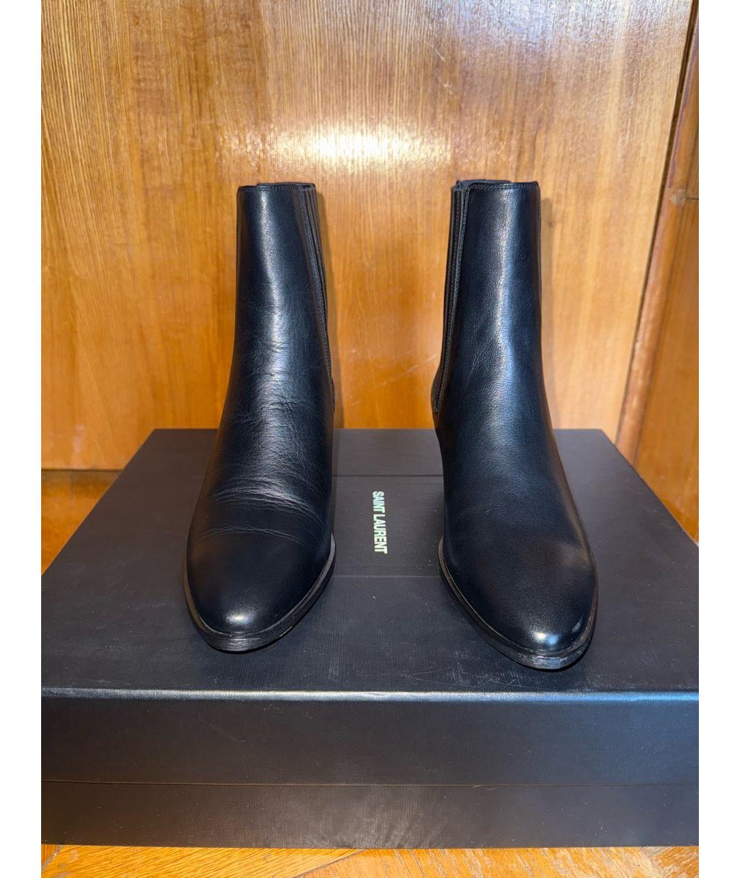 SAINT LAURENT Черные кожаные полусапоги, фото 2