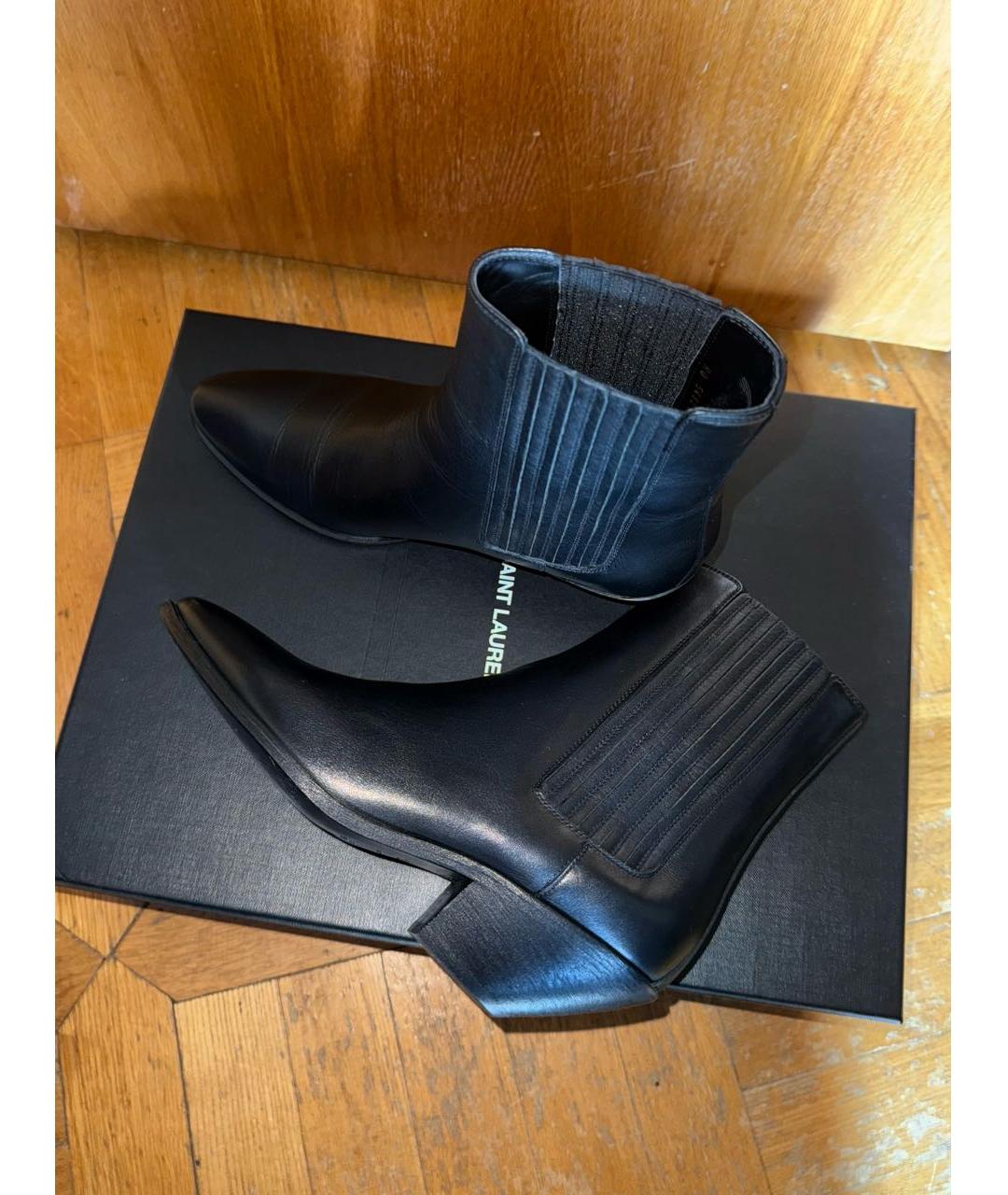 SAINT LAURENT Черные кожаные полусапоги, фото 5