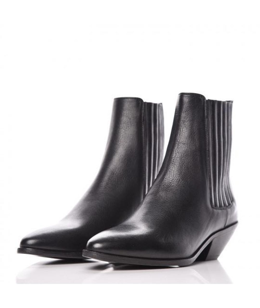 SAINT LAURENT Черные кожаные полусапоги, фото 6