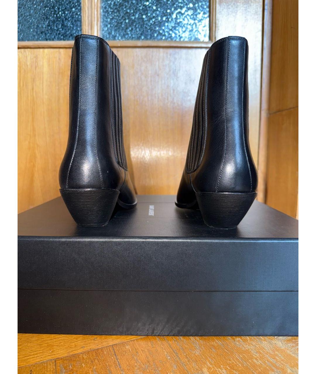 SAINT LAURENT Черные кожаные полусапоги, фото 4