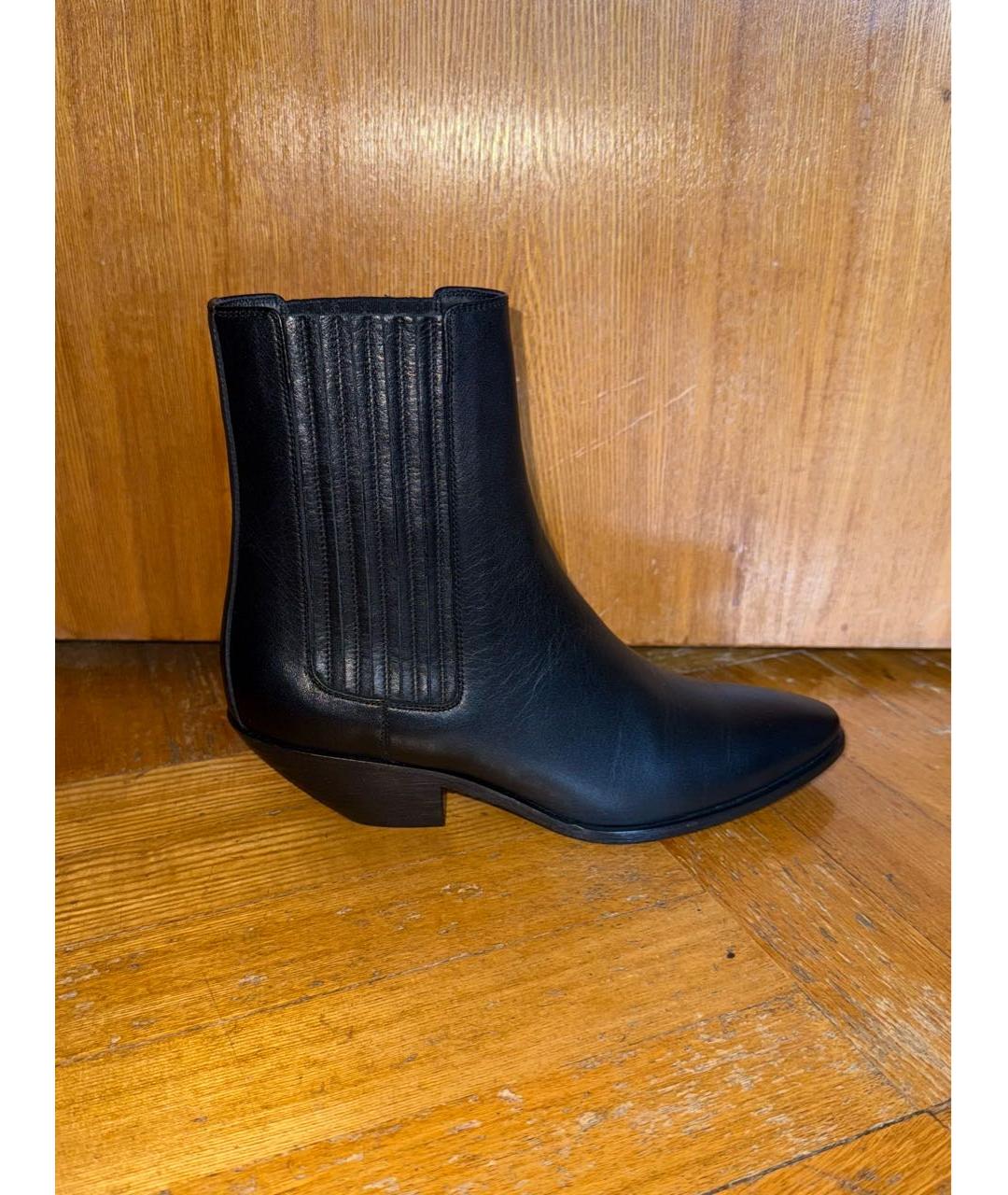SAINT LAURENT Черные кожаные полусапоги, фото 7
