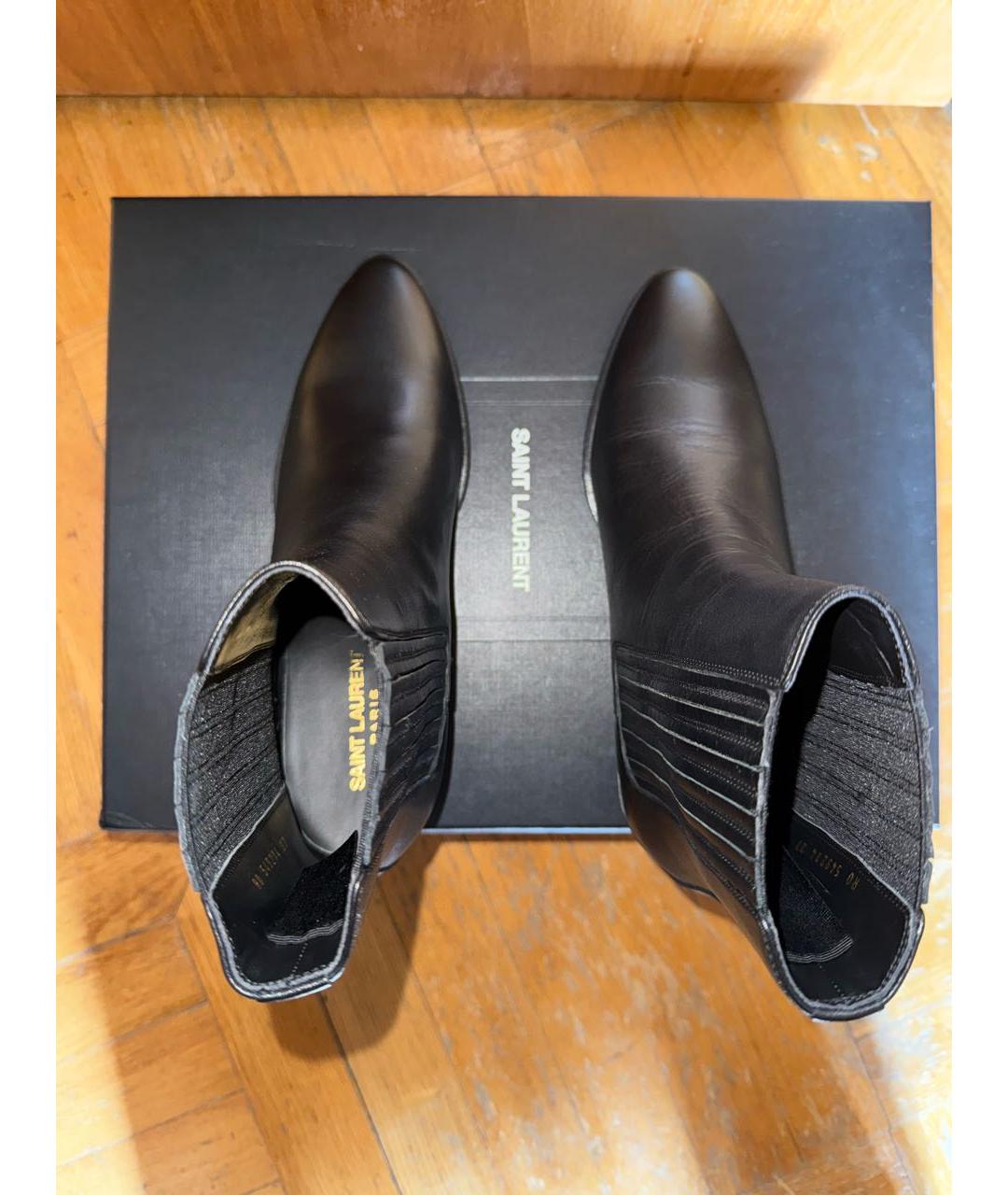 SAINT LAURENT Черные кожаные полусапоги, фото 3