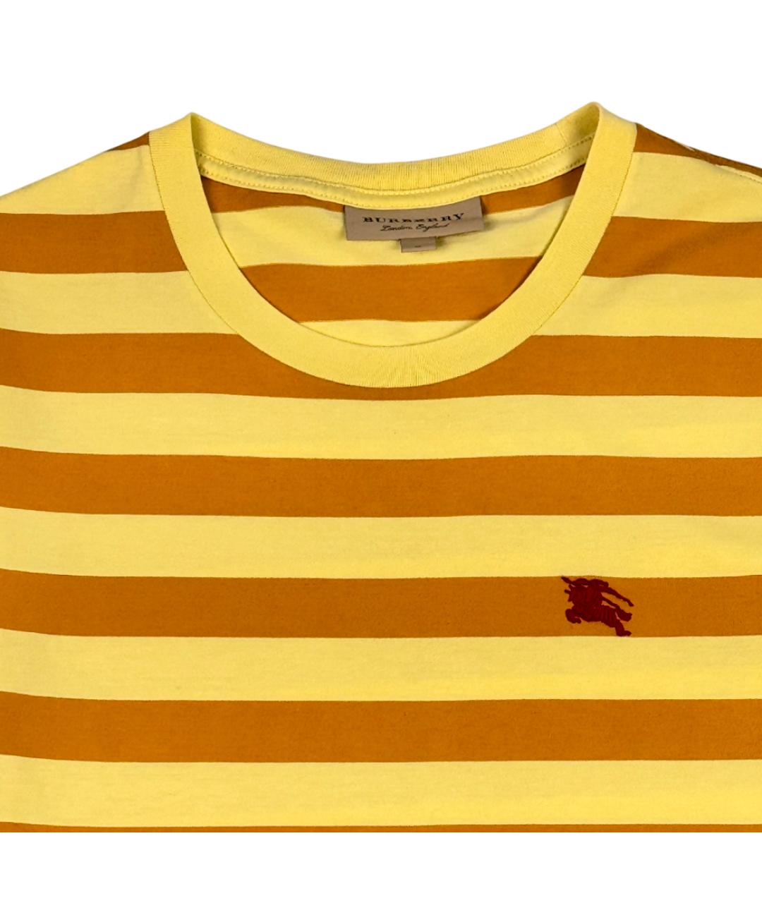 BURBERRY Желтая хлопковая футболка, фото 2