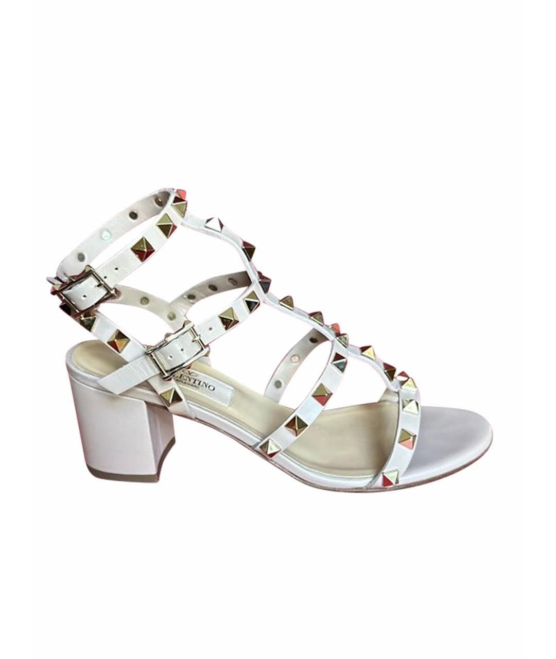 VALENTINO Бежевые кожаные босоножки, фото 1