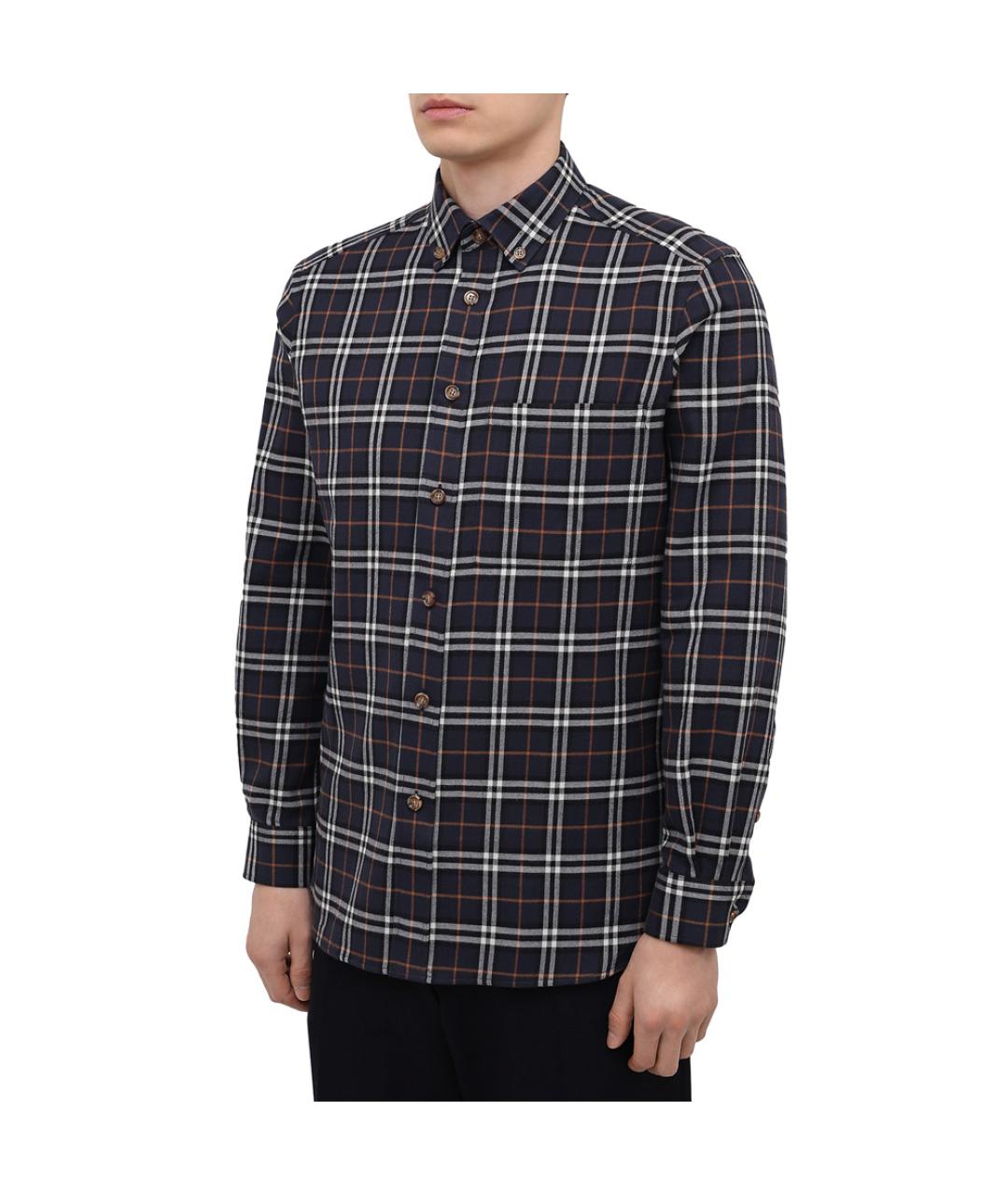 BURBERRY Темно-синяя хлопковая кэжуал рубашка, фото 2