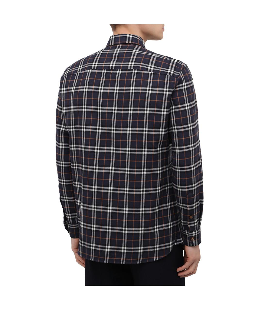 BURBERRY Темно-синяя хлопковая кэжуал рубашка, фото 3