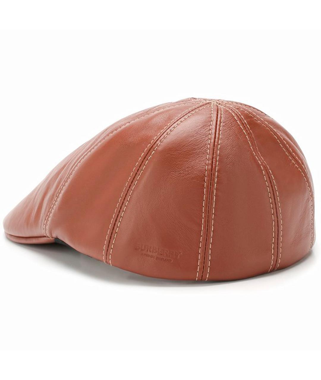 BURBERRY Коричневая кожаная кепка, фото 2