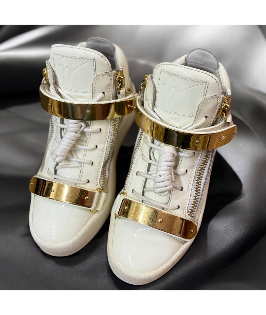 GIUSEPPE ZANOTTI DESIGN Белые кеды из лакированной кожи, фото 2