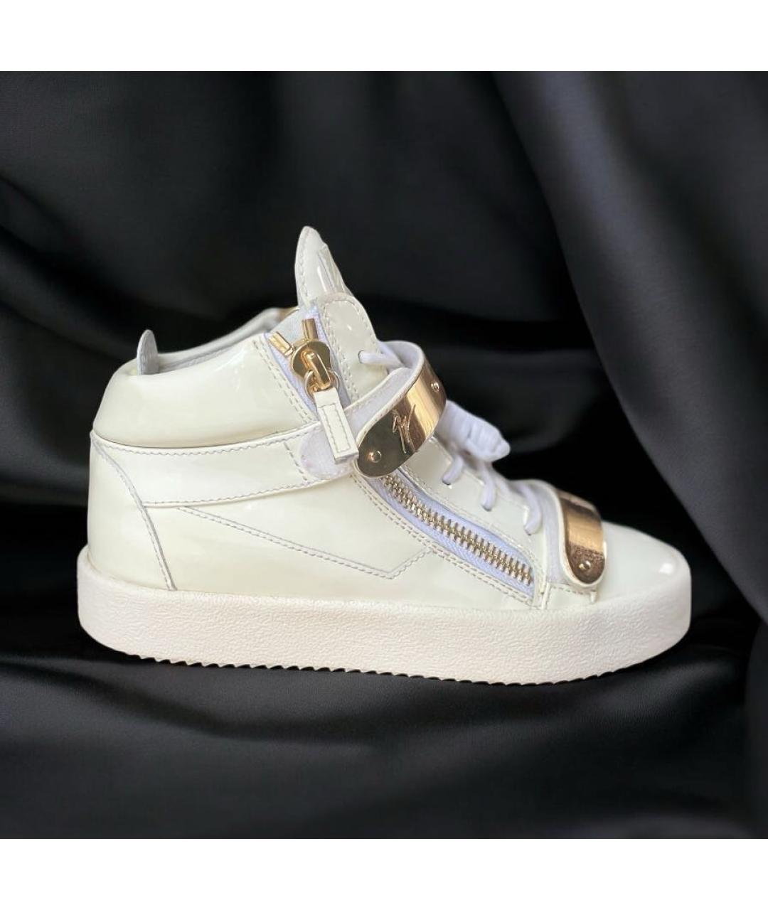 GIUSEPPE ZANOTTI DESIGN Белые кеды из лакированной кожи, фото 8