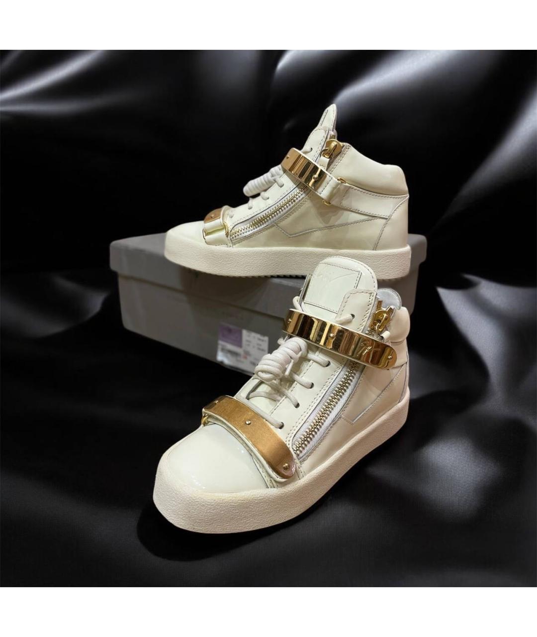 GIUSEPPE ZANOTTI DESIGN Белые кеды из лакированной кожи, фото 3