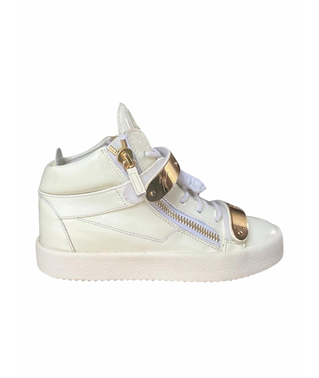 GIUSEPPE ZANOTTI DESIGN Белые кеды из лакированной кожи, фото 1