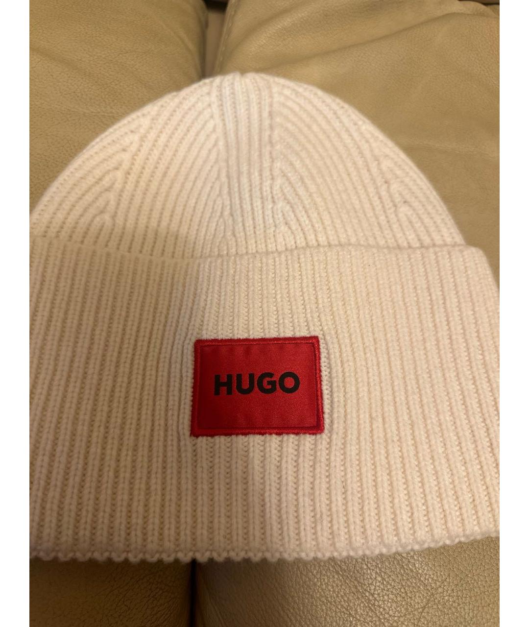 HUGO BOSS Белая хлопковая шапка, фото 3