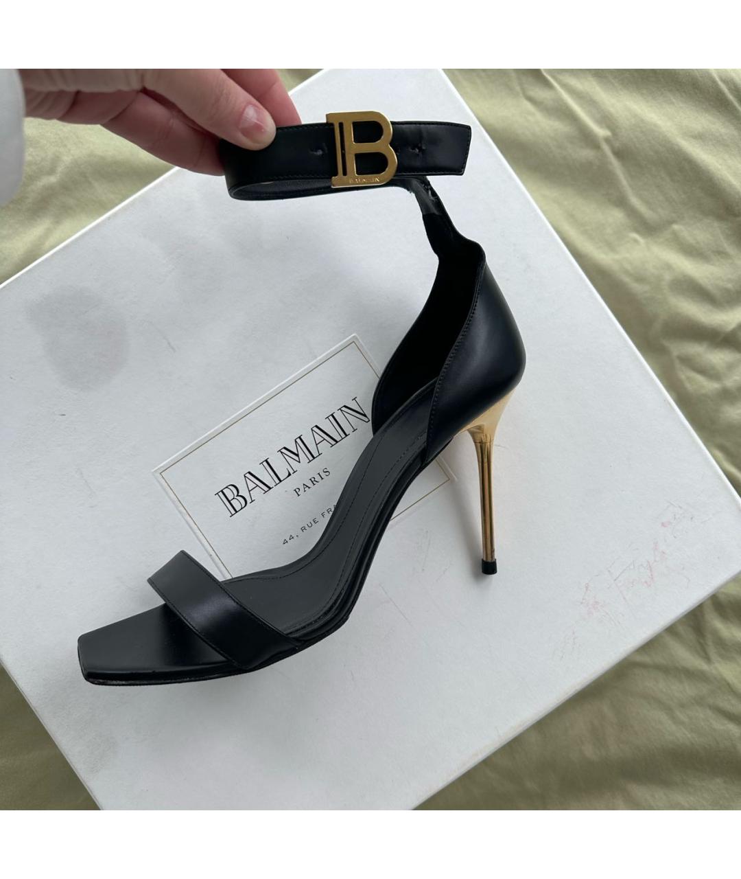 BALMAIN Черные кожаные босоножки, фото 3