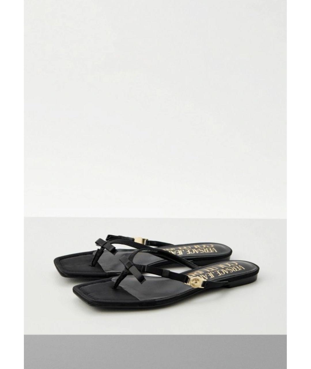 VERSACE JEANS COUTURE Черные текстильные шлепанцы, фото 4