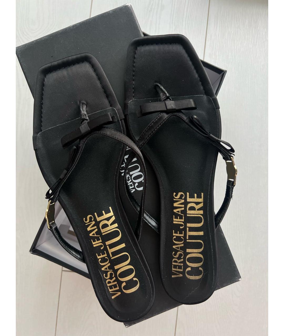 VERSACE JEANS COUTURE Черные текстильные шлепанцы, фото 5