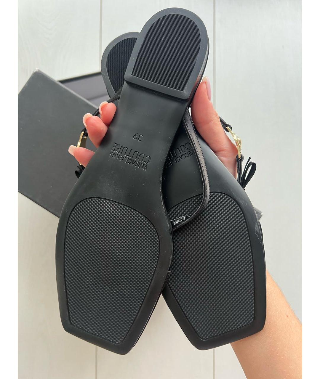 VERSACE JEANS COUTURE Черные текстильные шлепанцы, фото 6