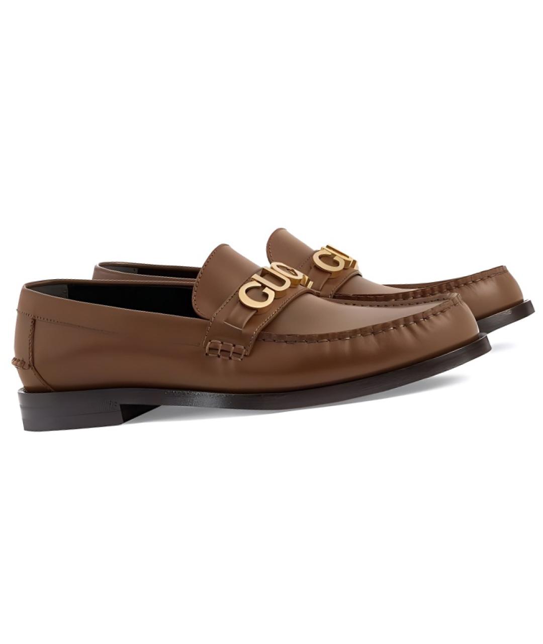 GUCCI Коричневые кожаные лоферы, фото 4