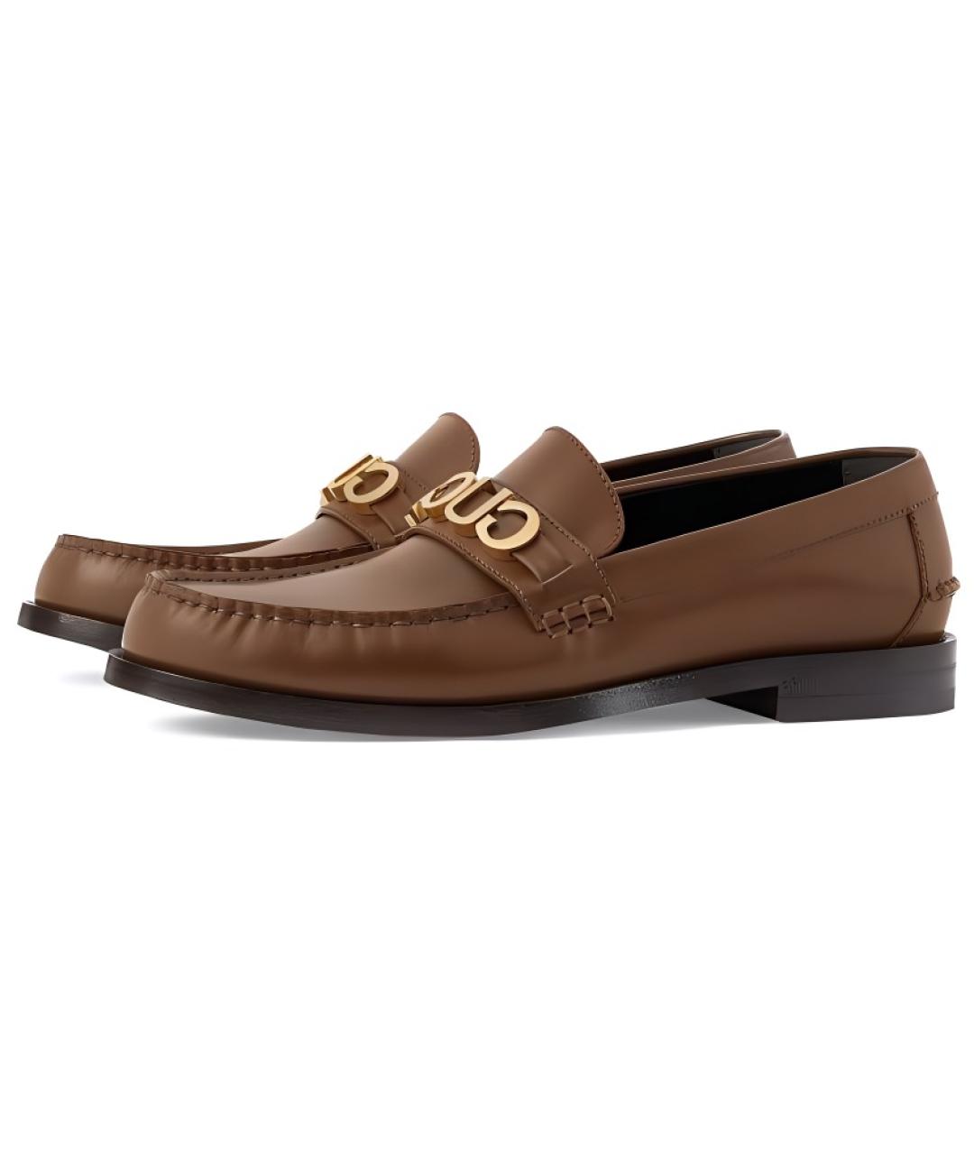 GUCCI Коричневые кожаные лоферы, фото 3