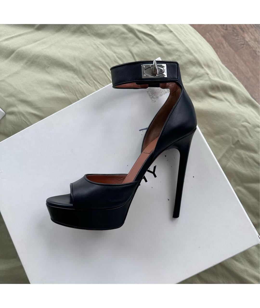 GIVENCHY Черные кожаные босоножки, фото 3