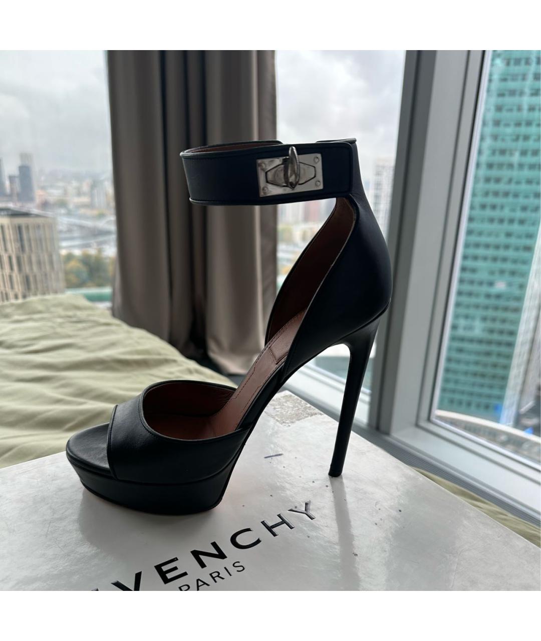 GIVENCHY Черные кожаные босоножки, фото 2
