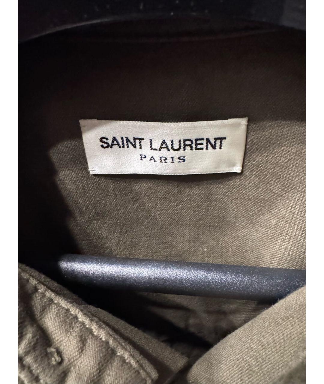 SAINT LAURENT Хаки хлопковая рубашка, фото 3