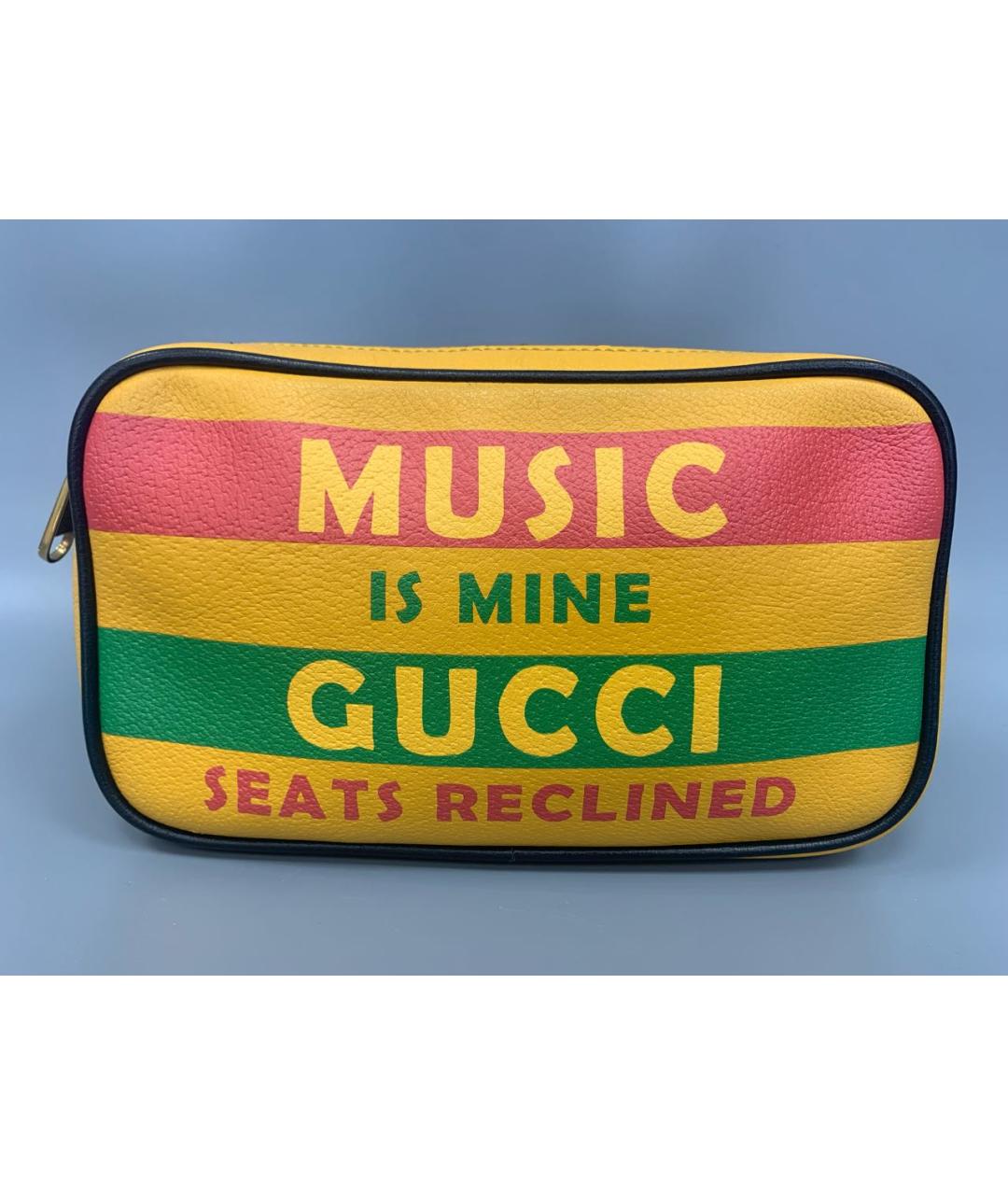GUCCI Желтая кожаная поясная сумка, фото 9