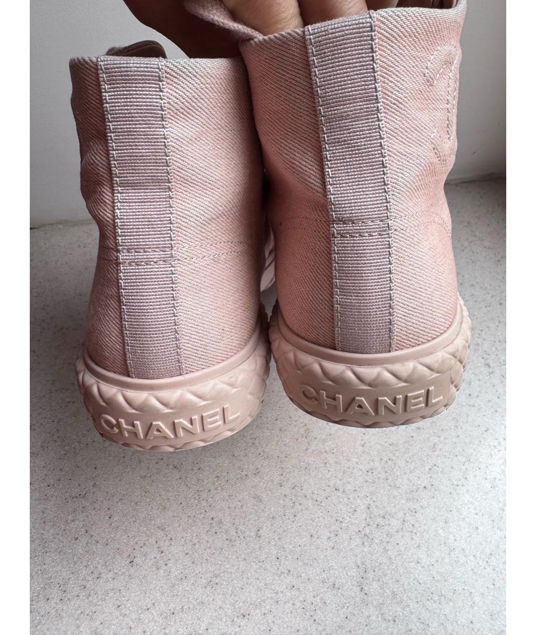 CHANEL Розовые текстильные кеды, фото 4