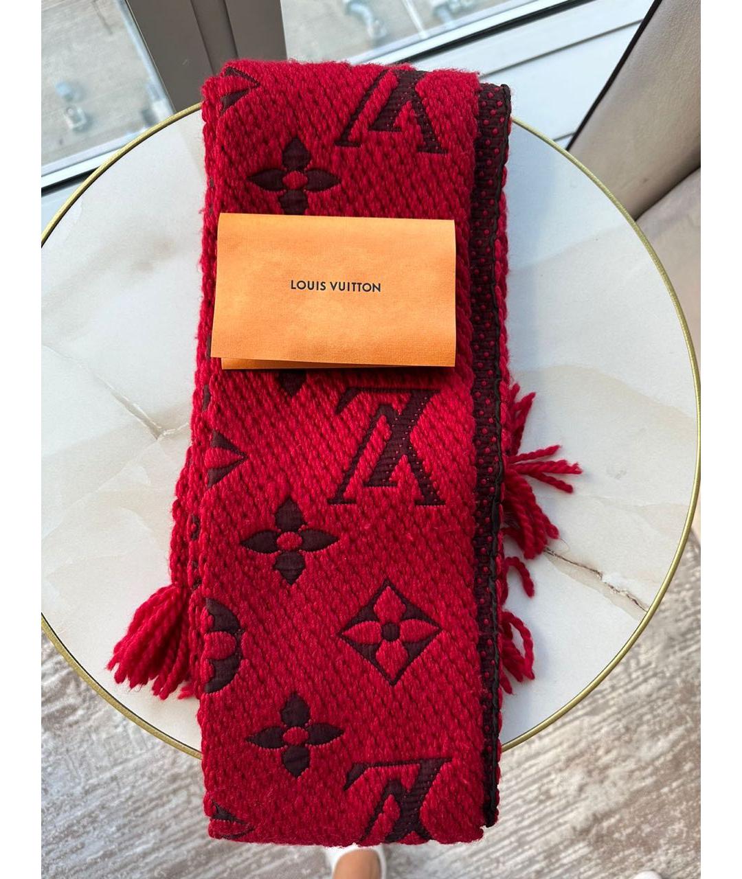 LOUIS VUITTON Красный шерстяной шарф, фото 3