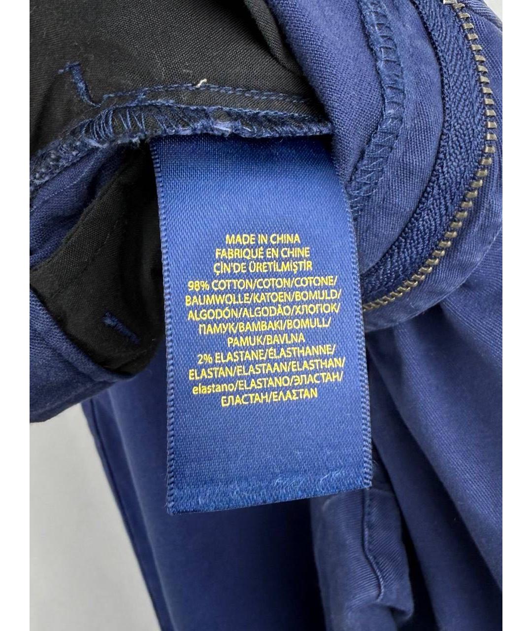 POLO RALPH LAUREN Темно-синие хлопко-эластановые прямые брюки, фото 7