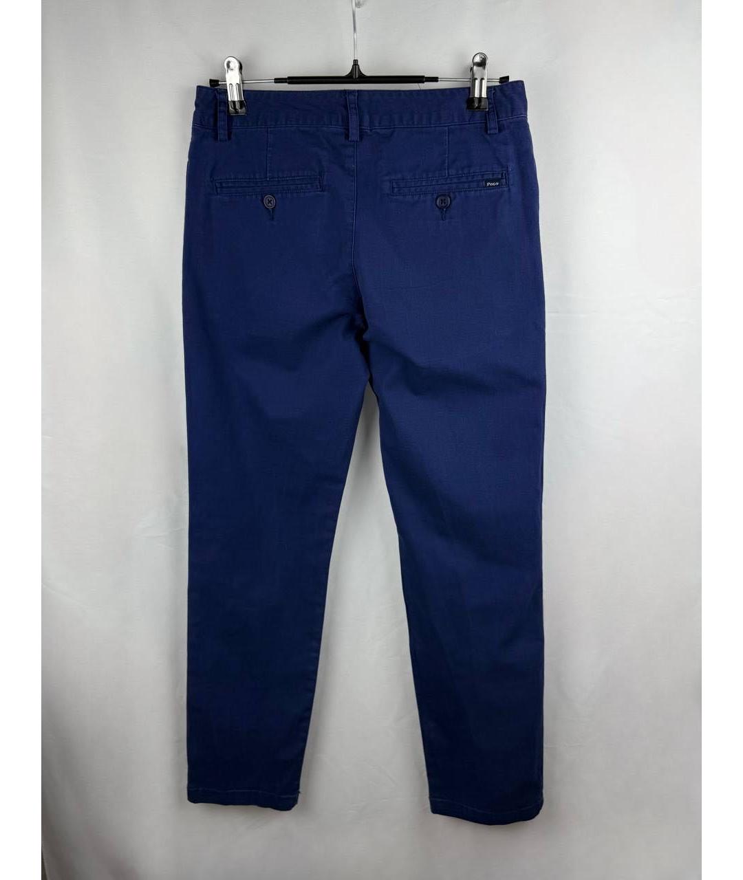 POLO RALPH LAUREN Темно-синие хлопко-эластановые прямые брюки, фото 4