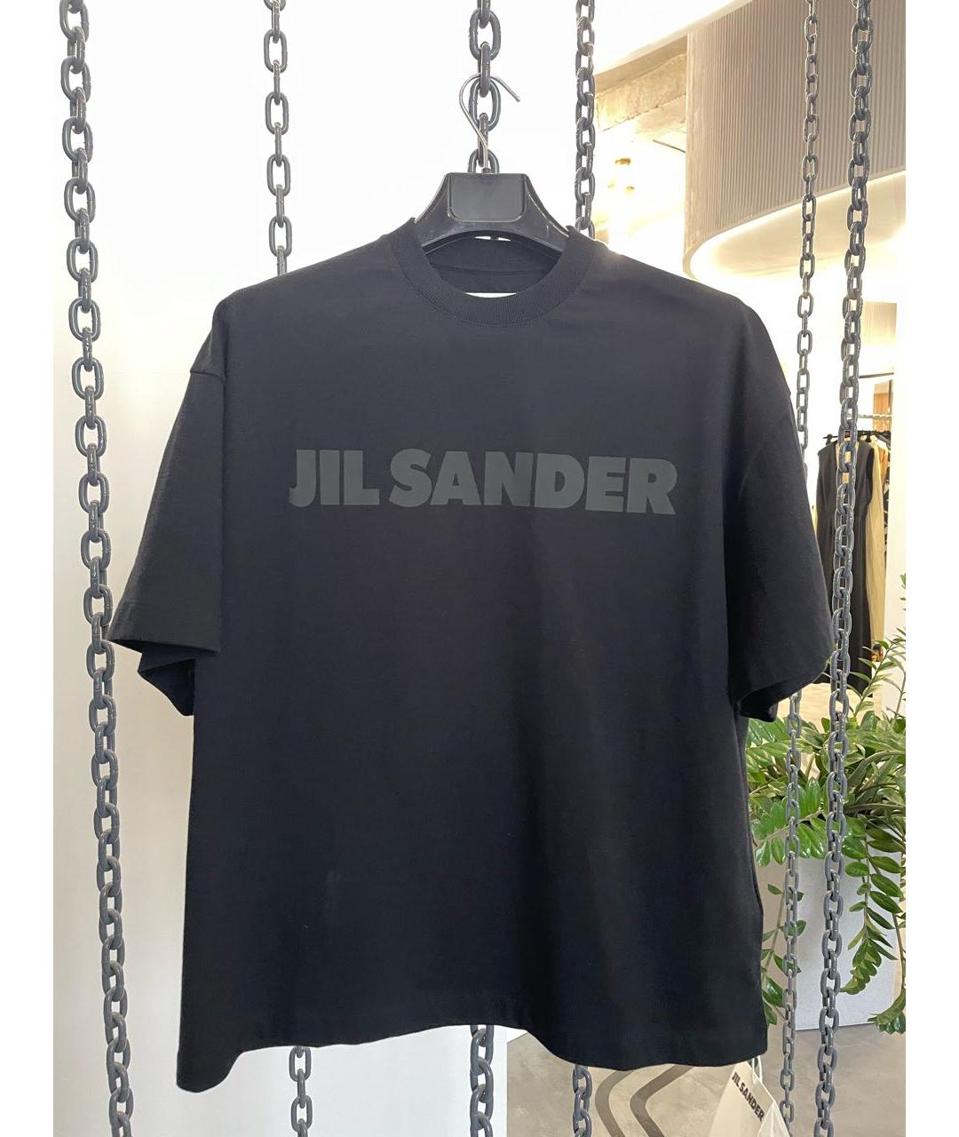 JIL SANDER Черная хлопковая футболка, фото 2