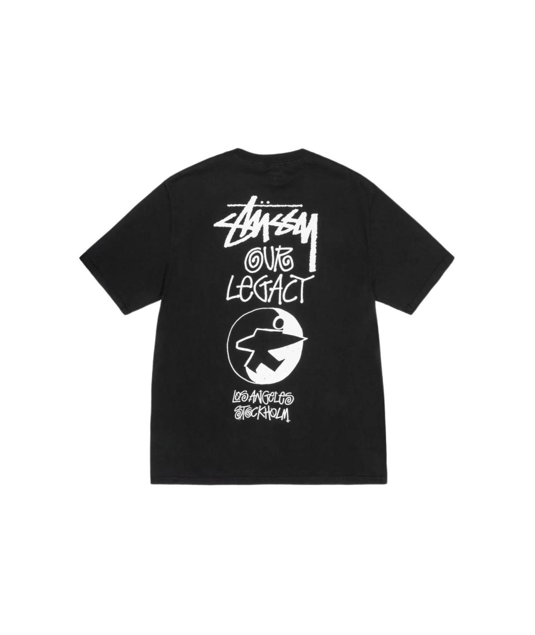 STUSSY Черная хлопковая футболка, фото 2