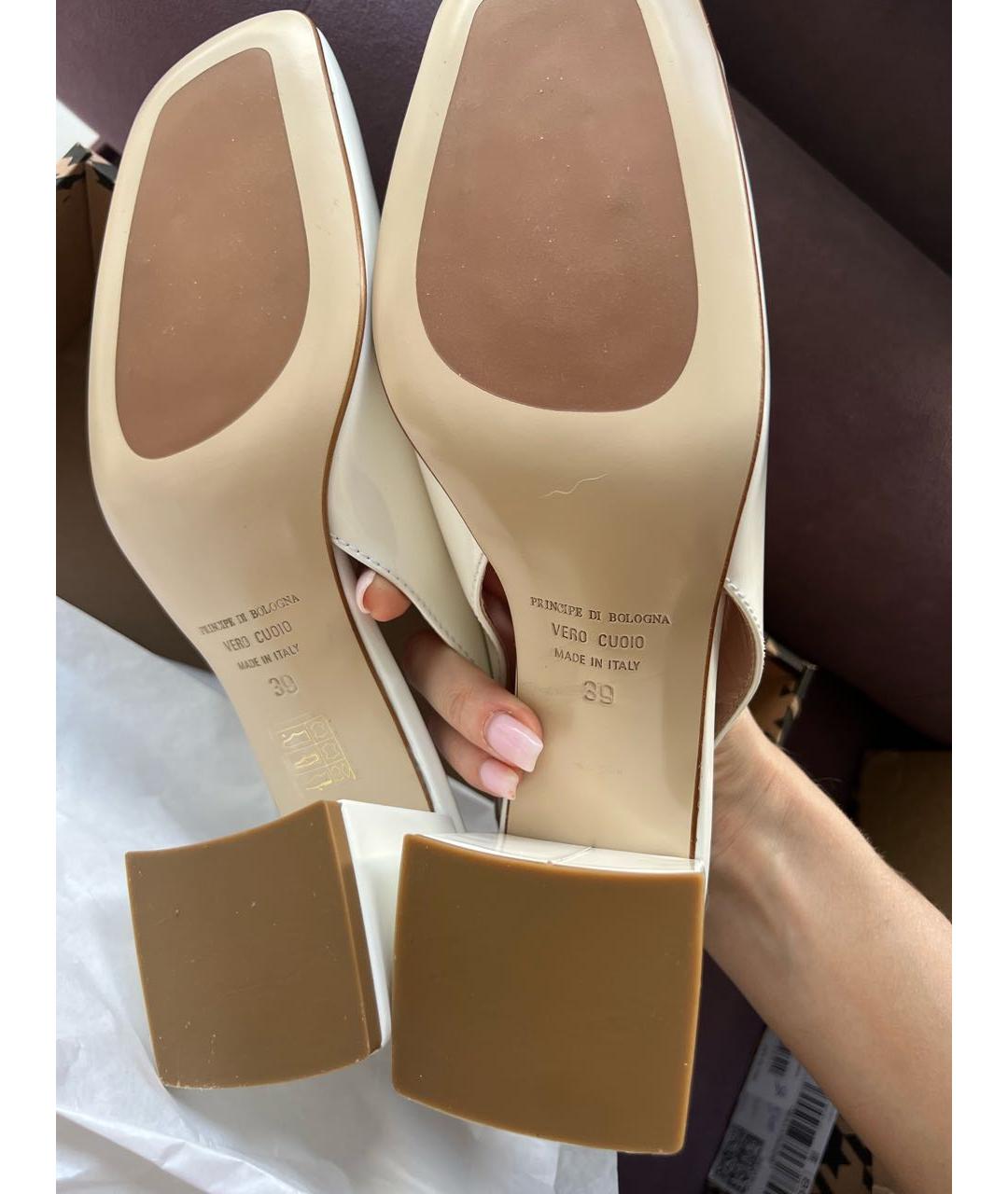 Principe di Bologna Бежевые кожаные босоножки, фото 8