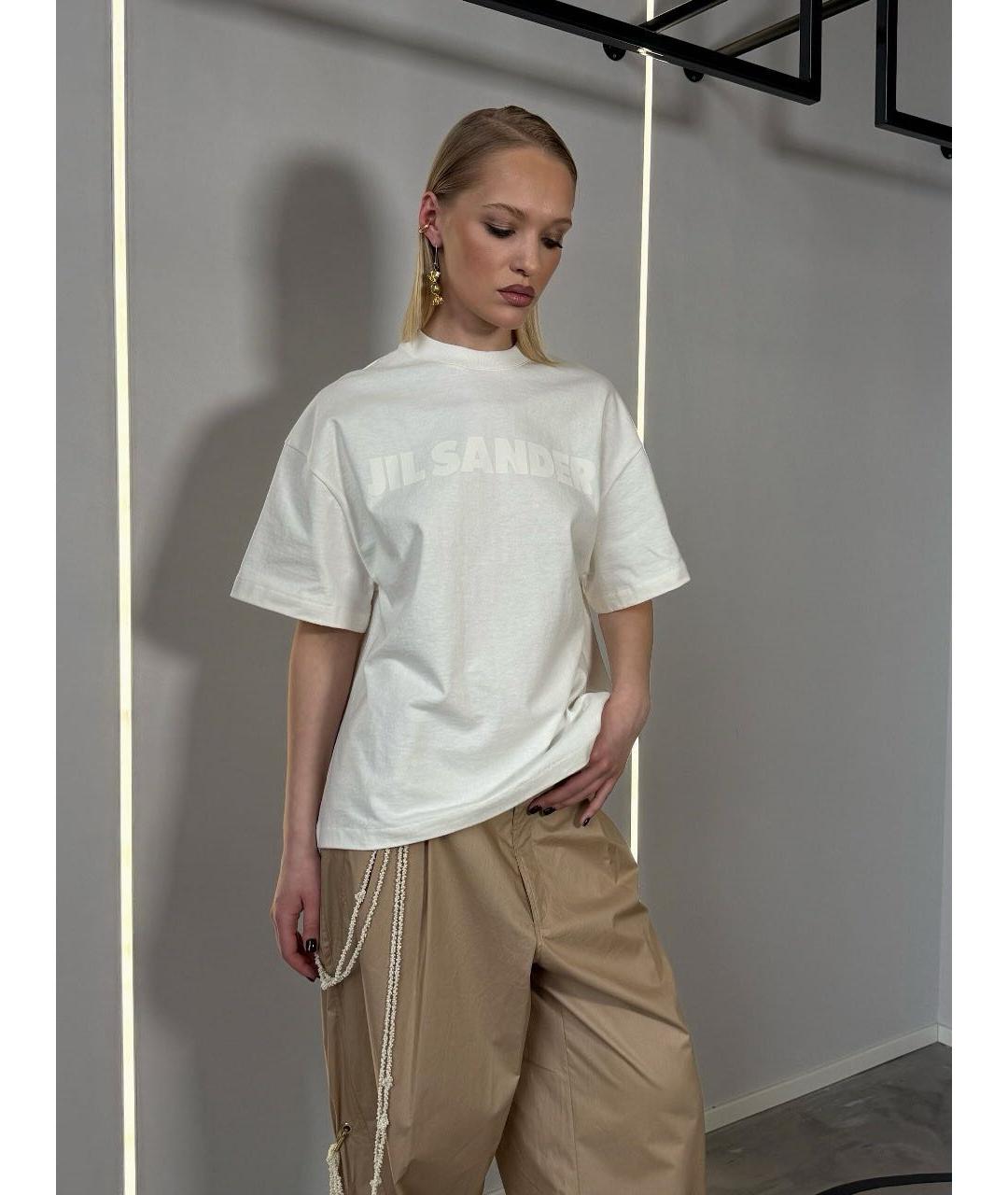 JIL SANDER Белая хлопковая футболка, фото 2