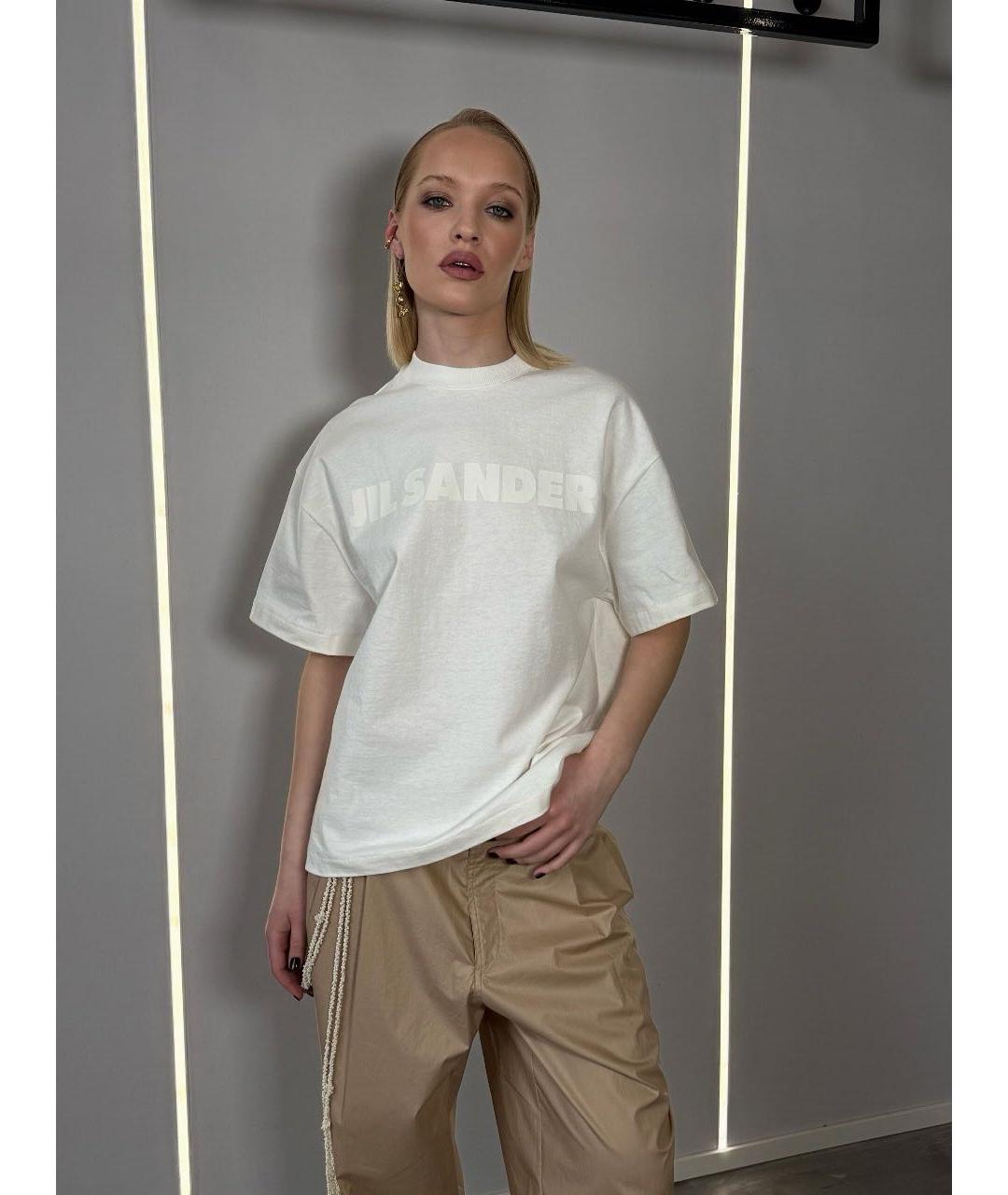 JIL SANDER Белая хлопковая футболка, фото 3