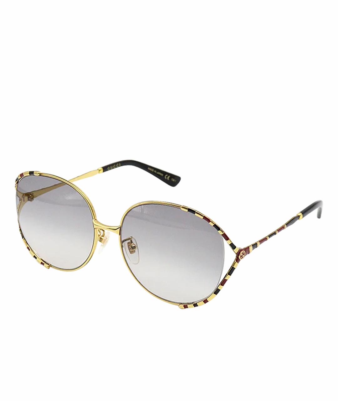 GUCCI Золотые металлические солнцезащитные очки, фото 1