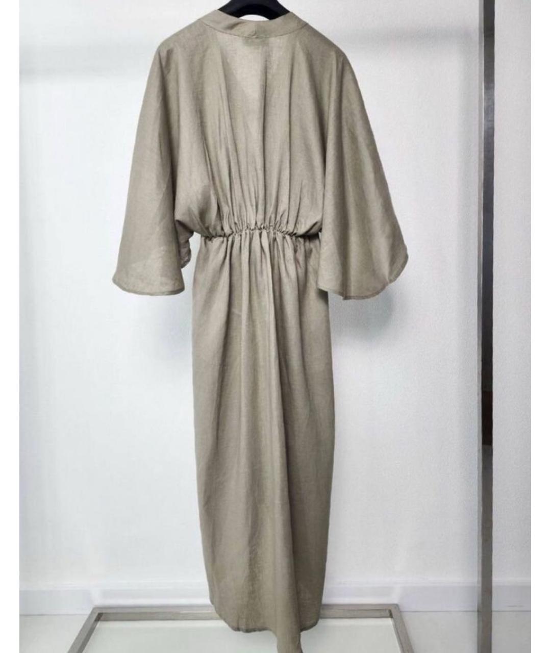 MAX MARA Бежевое льняное повседневное платье, фото 2
