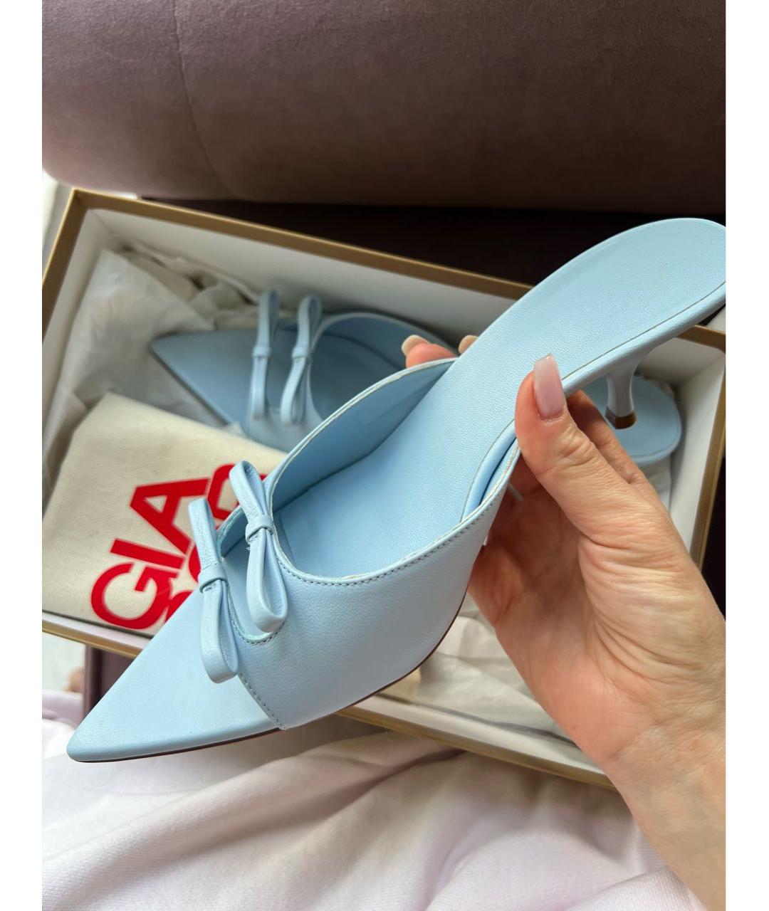 GIABORGHINI Голубые кожаные босоножки, фото 5