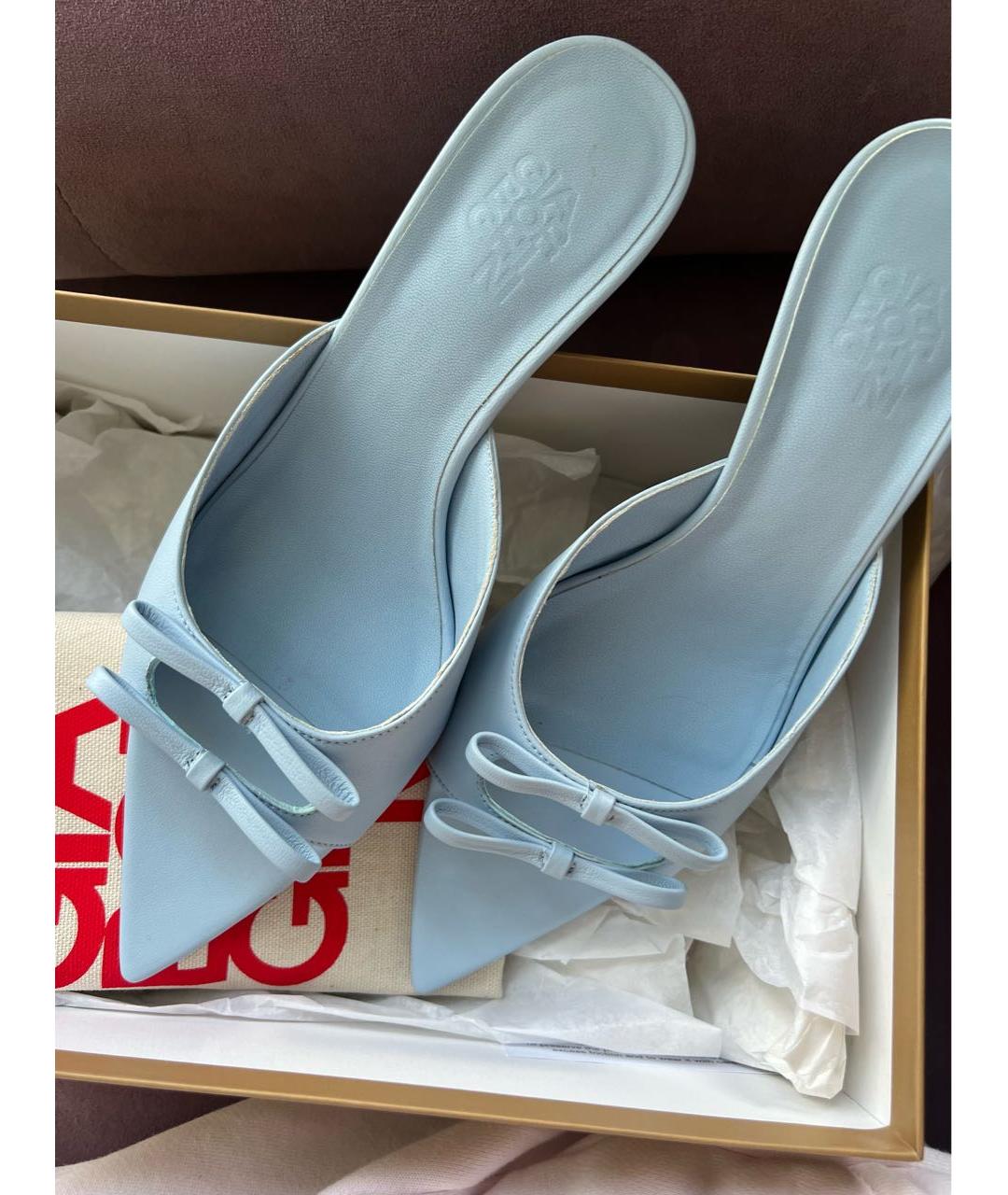GIABORGHINI Голубые кожаные босоножки, фото 4