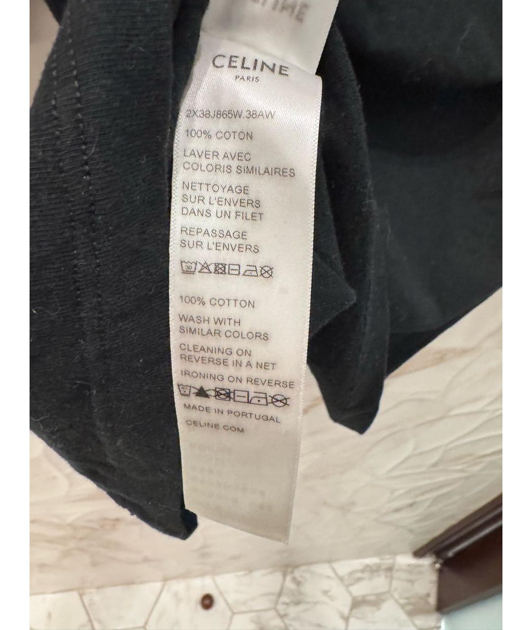 CELINE Черная хлопковая футболка, фото 3