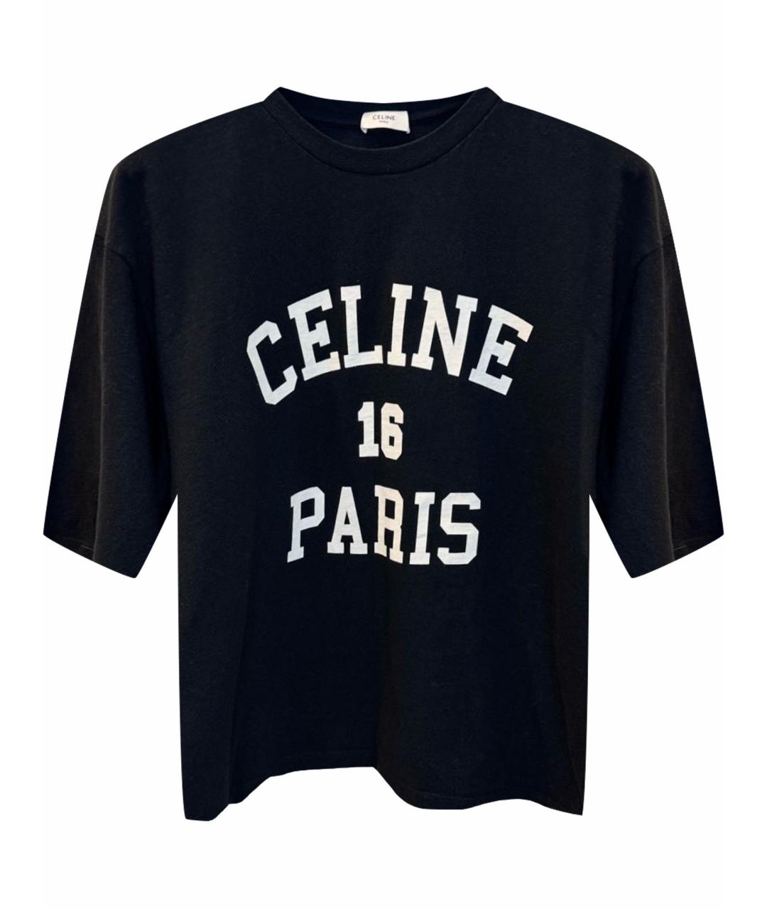 CELINE Черная хлопковая футболка, фото 1