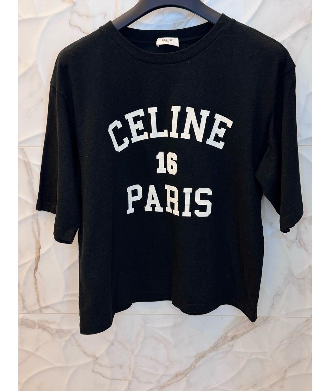 CELINE Черная хлопковая футболка, фото 4