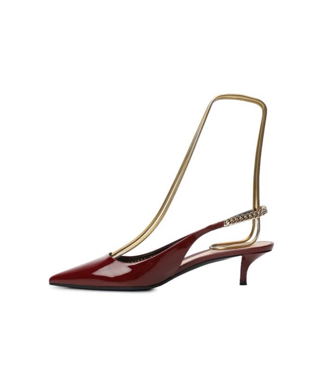 GUCCI Бордовые туфли из лакированной кожи, фото 4