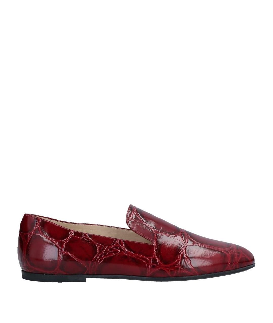 TOD'S Бордовые кожаные лоферы, фото 8